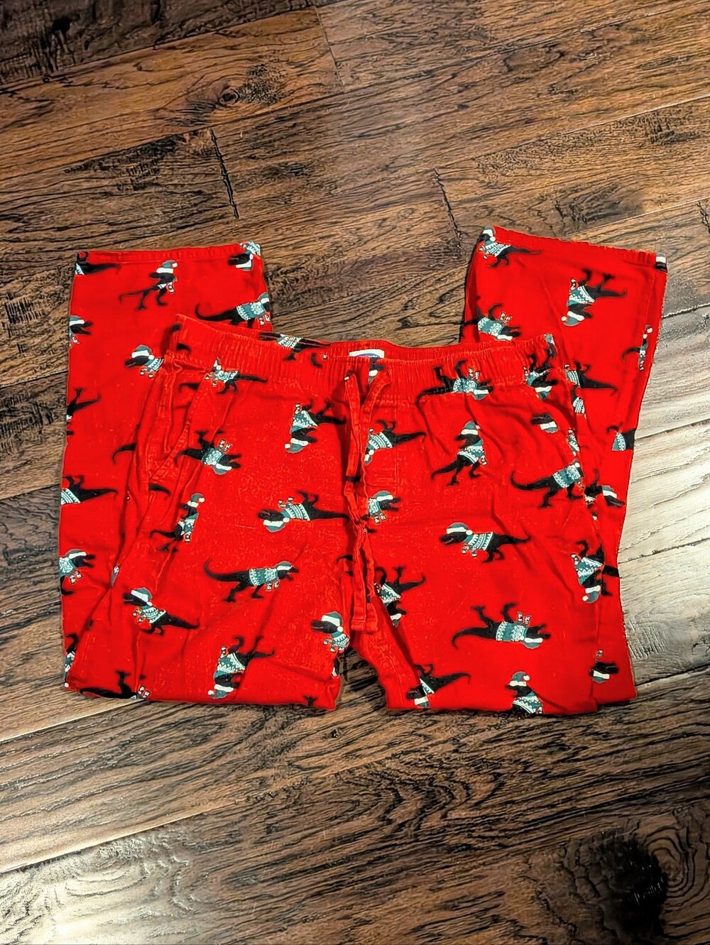 Christmas Red Holiday Dinosaur Print Pajama Lounge Pants